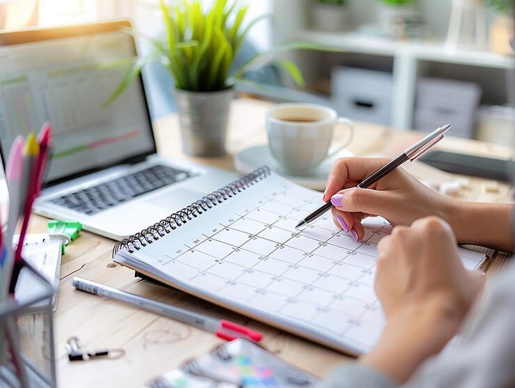 Person planning New Year resolutions for 2025